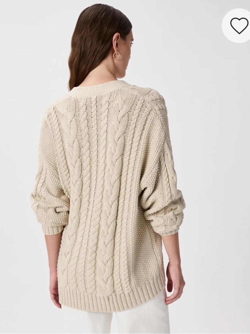Quince 100% Organic Cotton Oversized Cable Cardigan Beige Size Small - Picture 3 of 9
